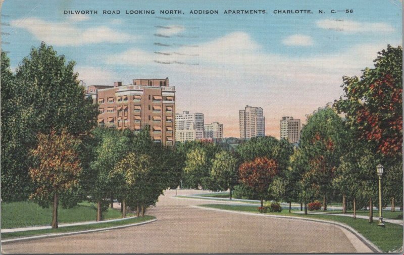 Postcard Dilworth Road Looking North Addison Apartments Charlotte NC