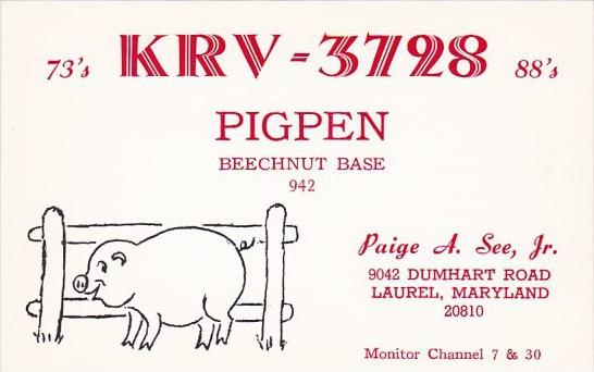 KRV-3728 Pigpen Beechnut Base Paige A See Jr Laurel Maryland