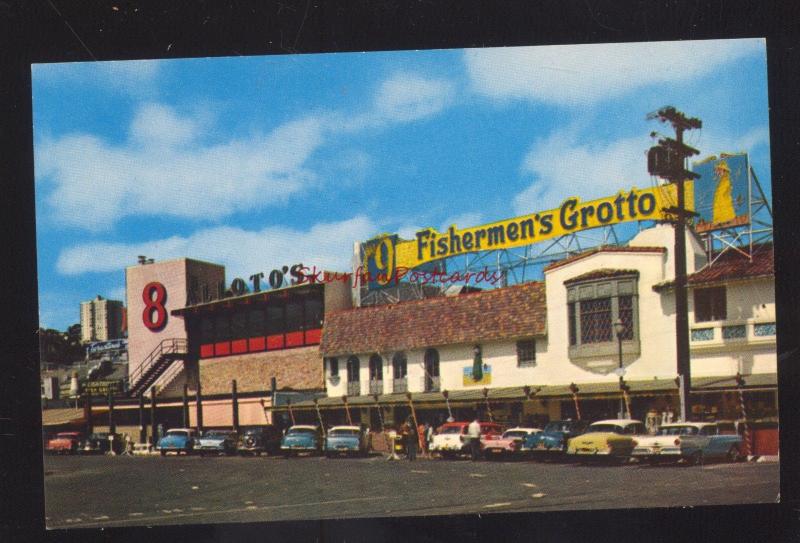 SAN FRANCISCO CALIFORNIA FISHERMAN'S WHARF 1950's CARS VINTAGE POSTCARD CALIF.