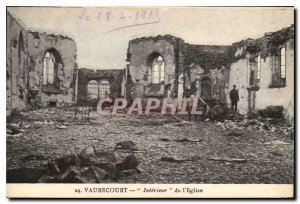 Old Postcard Army Vaubecourt Interior of the Church