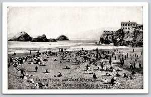 Cliff House Seal Rocks and Beach San Francisco CA UNP B&W PNC DB Postcard A13