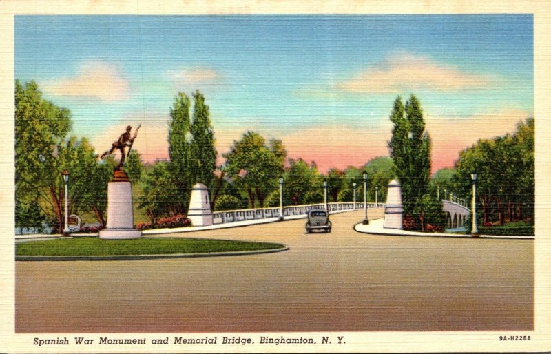 New York Binghamton Spanish War Monument and Memorial Bridge Curteich