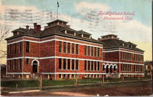 The Highland School, Portsmouth OH c1909 Vintage Postcard L79