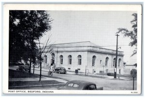 c1940 Roadside View Post Office Building Car Bedford Indiana IN Vintage Postcard 