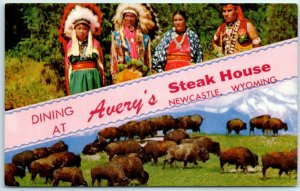 Postcard - Dining at Avery' Steak House - Newcastle, Wyoming 