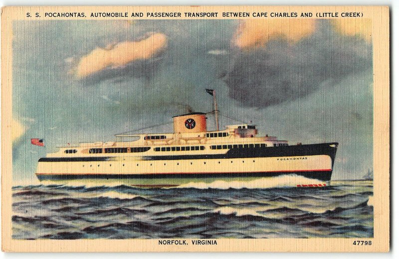 SS POCAHONTAS, Transport Ship - Cape Charles & Little Creek, Norfolk VA 1940s