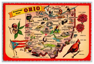 Greetings From OHIO Postcard Continental View Map Card