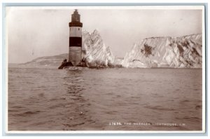 Isle of Wight Postcard The Needles Lighthouse c1920's Sologlaze RPPC Photo