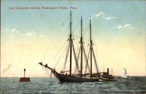 Newburyport Harbor MA Coal Schooner Ship c1910 Postcard