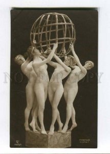 257723 NUDE Female DANCER w/ Globe Vintage PHOTO Marmor PC