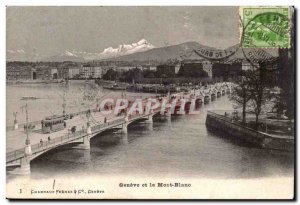 Old Postcard Switzerland Geneva and Mont Blanc