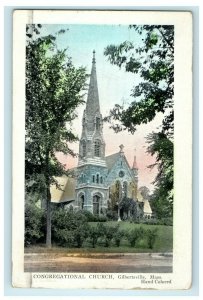 1925 Handcolored Congregational Church Gilbertsville, Massachusetts MA Postcard 