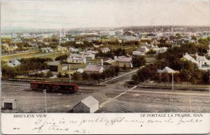 Portage la Prairie Manitoba MB Birdseye Railway Cars Unused Postcard H54