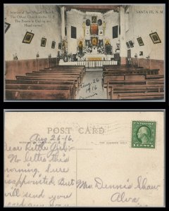 ABRO US 1916 Posted Card Interior of San Miguel Church Santa Fe N.M.