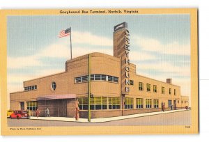 Norfolk Virginia VA Postcard 1930-1950 Greyhound Bus Terminal
