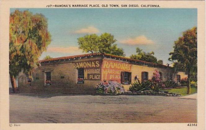 California San Diego Old Town Ramona's Marriage Place
