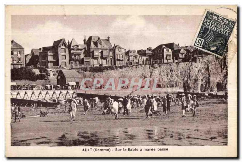 Old Postcard Ault Somme On the sand at low tide