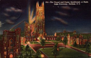 North Carolina Durham The Chapel and Center Quadrangle At Night Duke Universi...