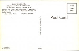 Fulton, NY New York  HOLLY DRIVE MOTEL~Steve Tetro ROADSIDE~Route 3~49  Postcard