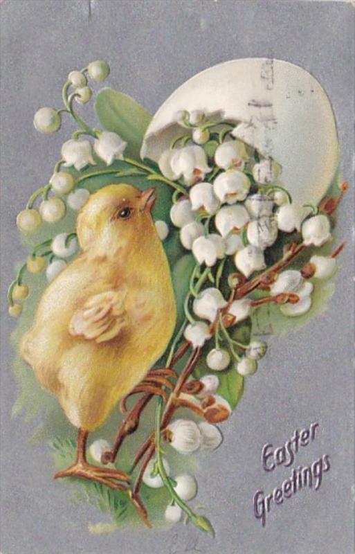 Tucks Easter Greetings With Young Chick 1909