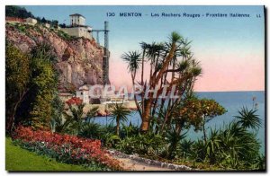 Old Postcard Menton Border Italian red rocks