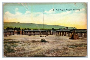 Vintage 1930's Colorized Photo Postcard Fort Caspar Casper Wyoming