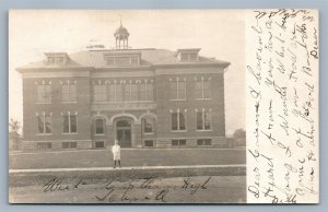 WEST CARTHAGE NY HIGH SCHOOL ANTIQUE REAL PHOTO POSTCARD RPPC w/ CORK CANCEL