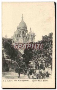 Old Postcard Paris Montmartre Square St. Peter Attlage Horses