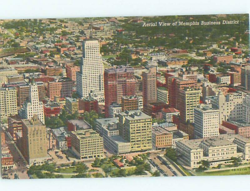 Unused Linen AERIAL VIEW OF TOWN Memphis Tennessee TN n3604-22