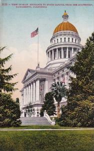 California Sacramento View Of Main Entrance To State Capitol From The Southwest