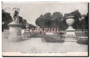 Old Postcard Paris Allee central Tuileries Gardens