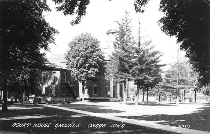 Osage Iowa Court House Grounds Real Photo Antique Postcard K58929