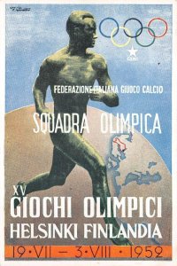 HELSINKI FINLAND OLYMPICS B110-113 STAMPS LAST DAY CANCEL TO ITALY POSTCARD 1952