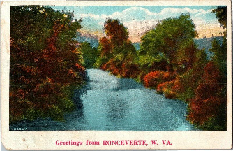 Scenic, Greetings from Ronceverte WV c1934 Vintage Postcard C39