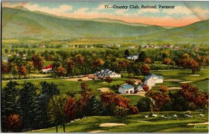 Aerial View Country Club, Rutland VT Golf Course Vintage Postcard V14