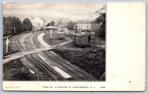 K27/ Narrowsburg New York Postcard c1910 Railroad Depot Train 30   266