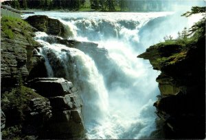 CONTINENTAL SIZE POSTCARD ATHABASCA FALLS JASPER NATIONAL PARK ALBERTA CANADA