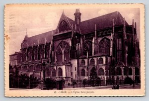 1936 Liege Belgium Postcard St. James Church L'Eglise Saint-Jacques Architecture