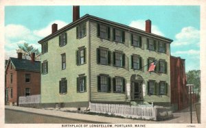 Vintage Postcard Birthplace Of Longfellow House Home Landmark Portland Maine ME