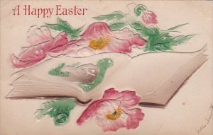 Easter Open Book With Red Flowers