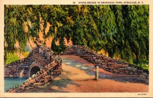 New York Syracuse Stone Bridge In Onondaga Park 1941 Curteich