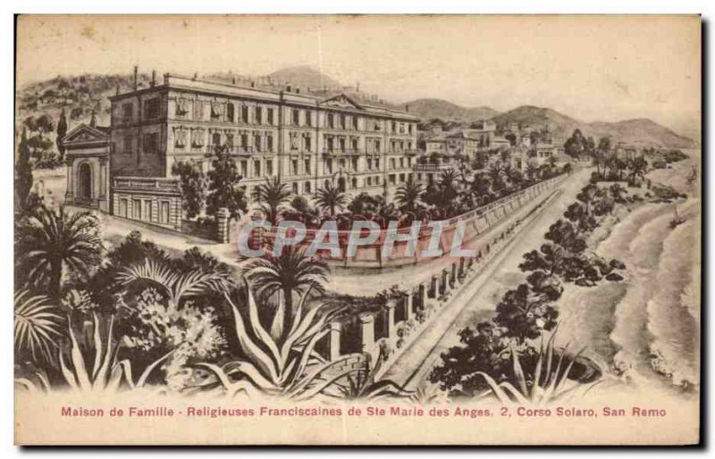 Postcard Old House Of Family Of Franciscan Nuns co Mary Of the Angels San Remo