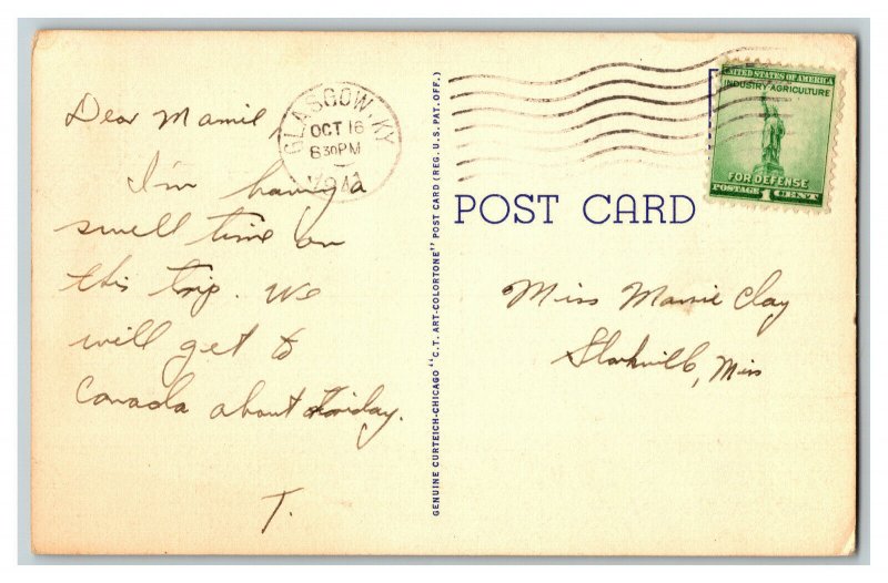 1941 Greetings From KENTUCKY Vintage LARGE Letter Standard View Postcard