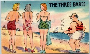 M-36041 Women and Man in Beach The Three Bares