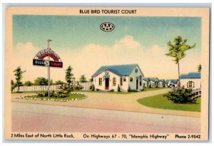 Little Rock Arkansas Postcard Blue Bird Tourist Court Exterior View 1940 Vintage