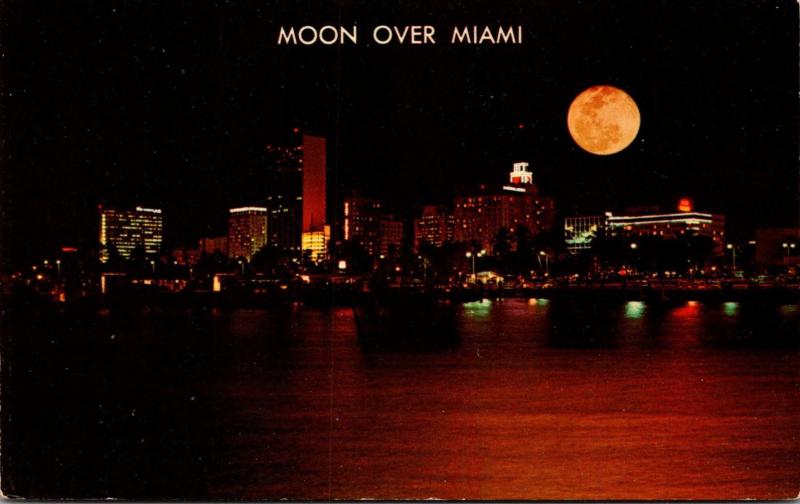 Florida Miami Skyline At Night Looking Across Biscayne Bay