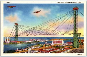 VINTAGE POSTCARD THE SKY RIDE AT CHICAGO WORLD'S FAIR 1933