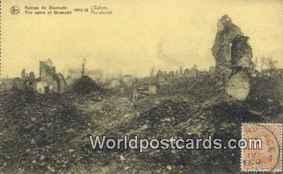 Ruines de Dixmude Belgium 1920 Stamp on front 