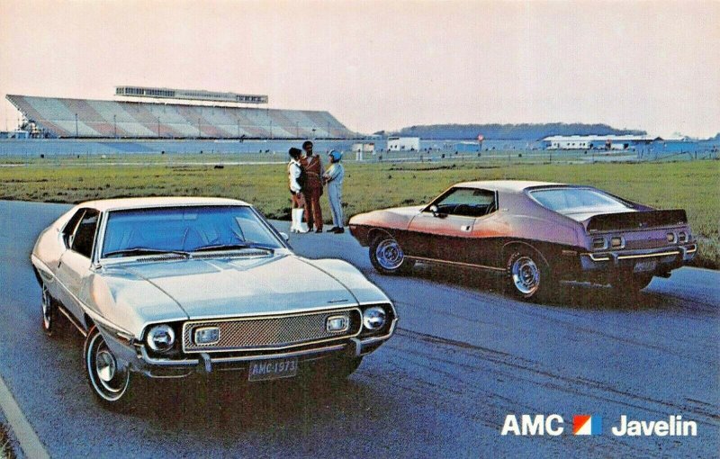 AMC JAVELIN-BACKED BY BUYER PROTECTION PLAN-DEALER AUTOMOBILE POSTCARD 