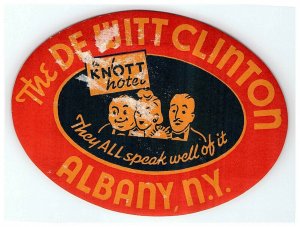 The De Witt Clinton Albany New York Luggage Label Vtg Sticker Stamp Poster  